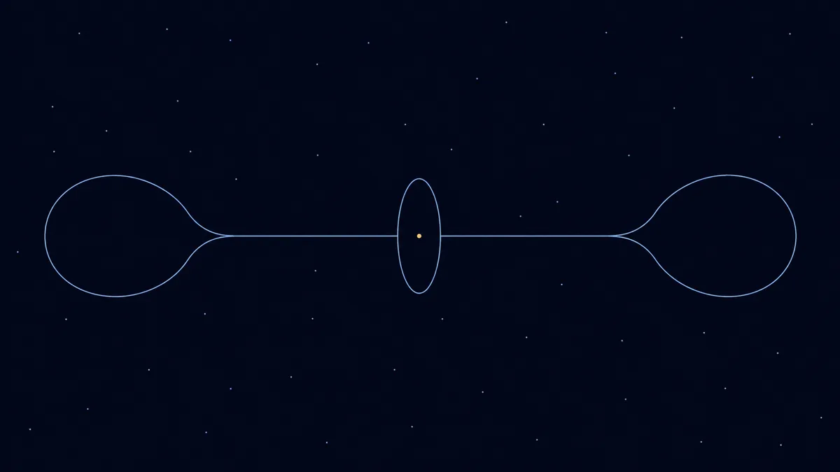 夜空のはくちょう座の暗い一角へ向けられた、手製の放物面電波アンテナ