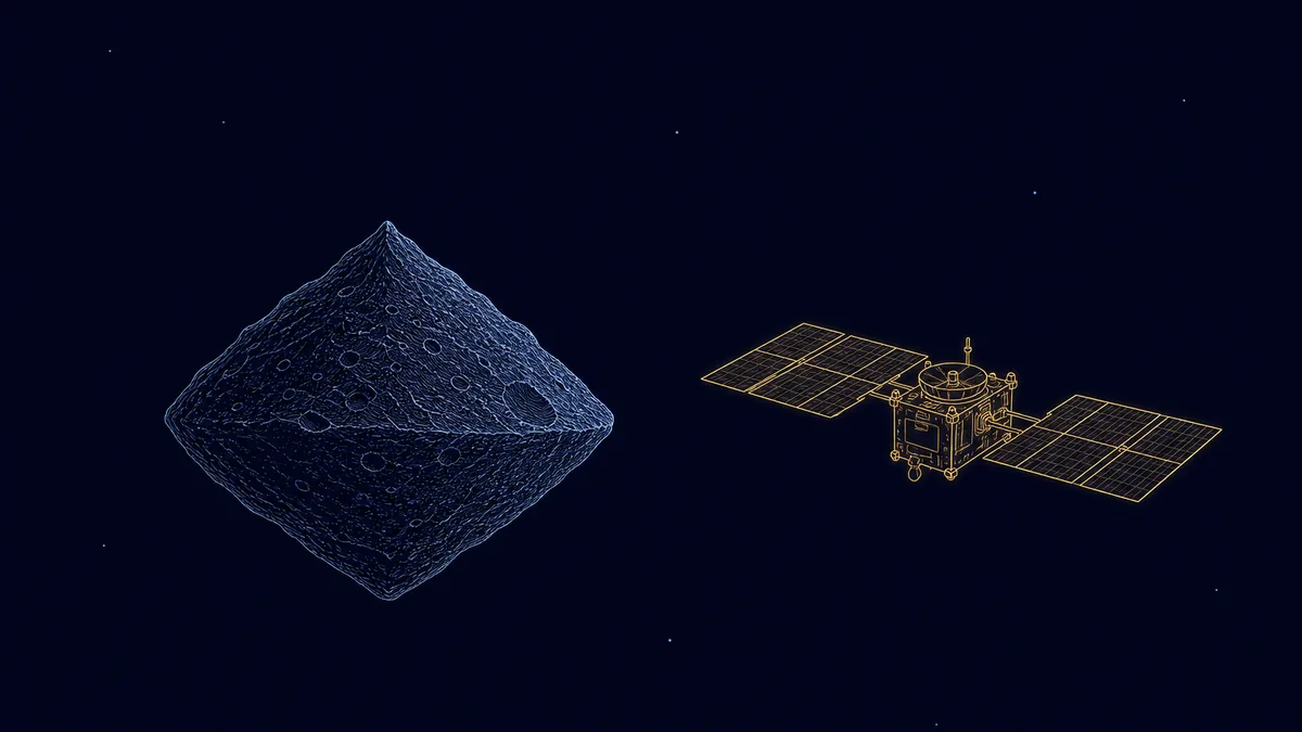 コマ型の小惑星リュウグウに近づく探査機はやぶさ2
